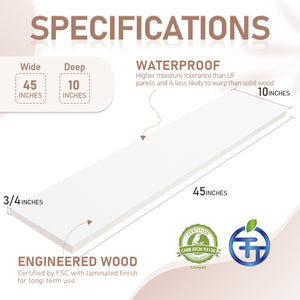 KABOON Floating Shelves for Wall, Set of 2--White