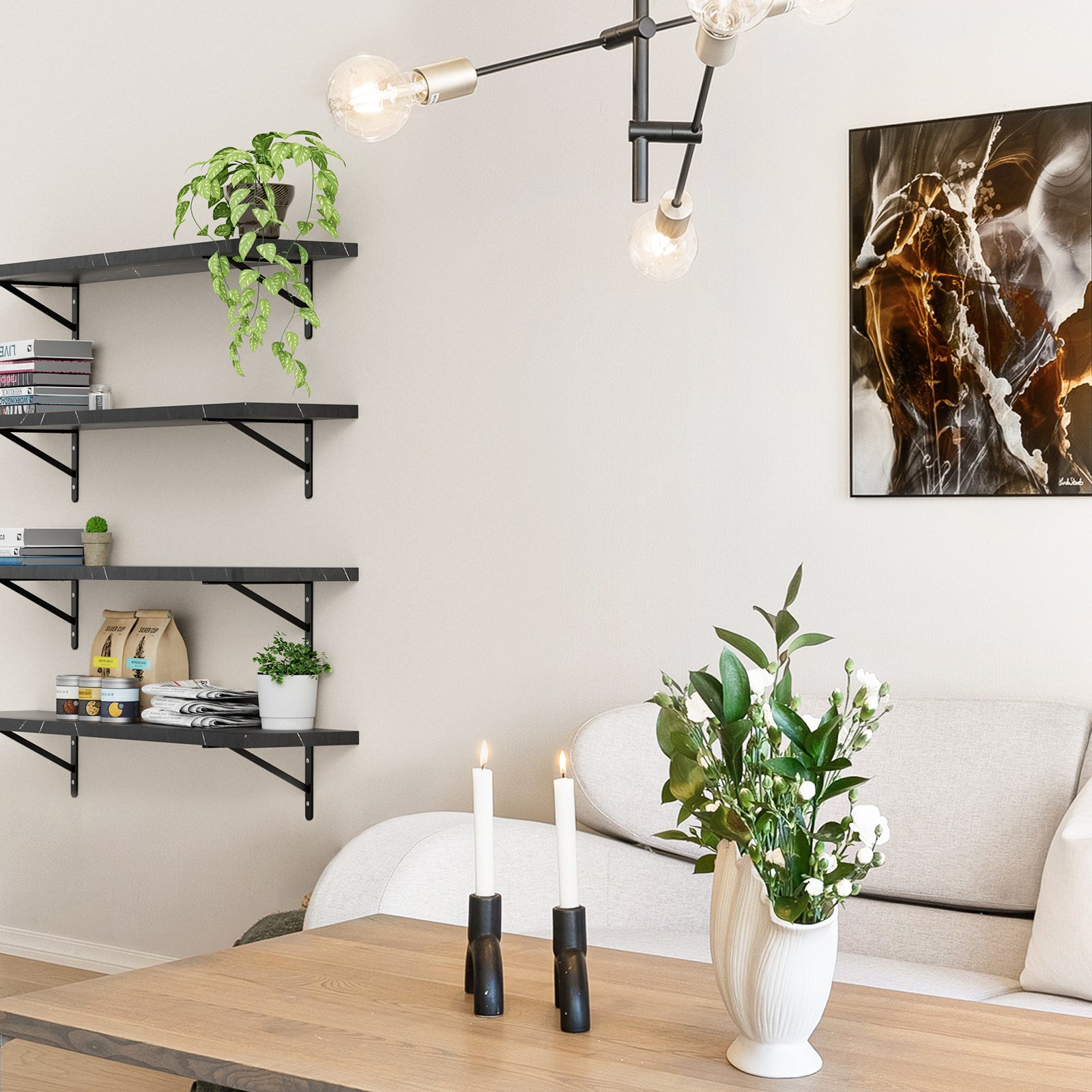 KABOON Floating Shelves for Wall, Set of 2--Cloud Atlas