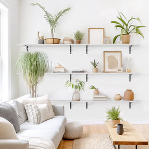 KABOON Floating Shelves for Wall, Set of 2--White Rock