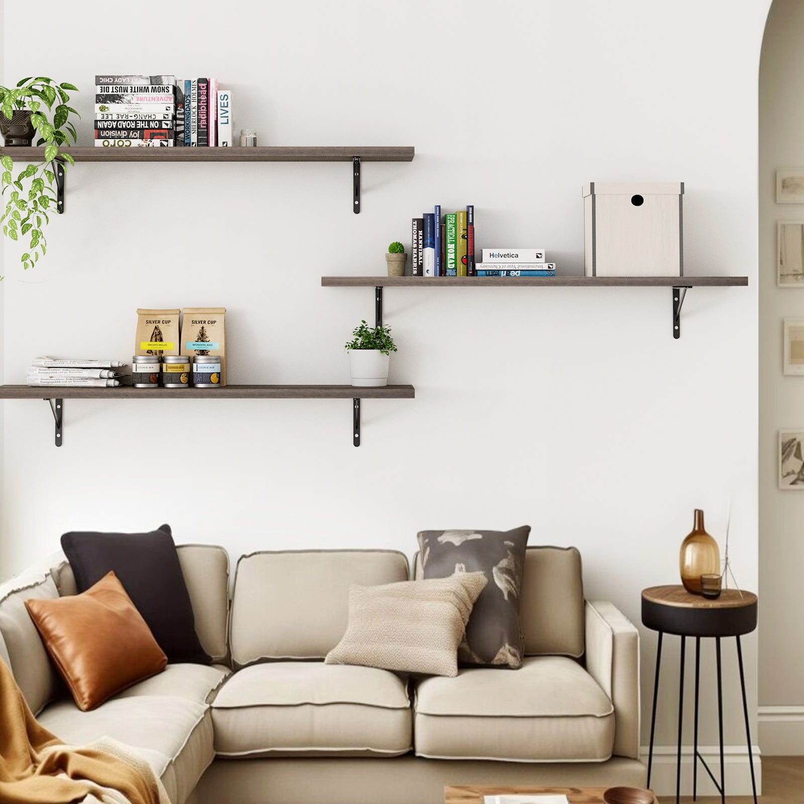 KABOON Floating Shelves for Wall, Set of 2--Eucalyptus