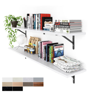 KABOON Floating Shelves for Wall, Set of 2--White Rock
