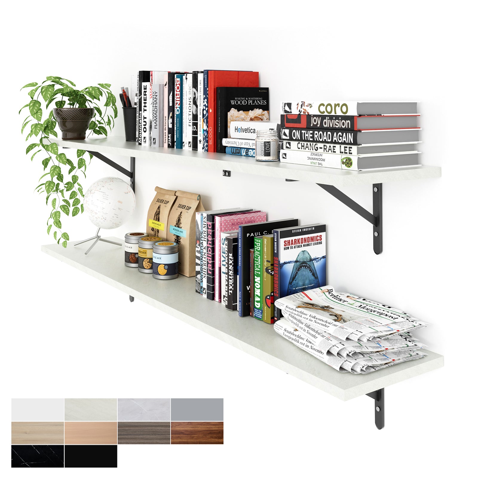 KABOON Floating Shelves for Wall, Set of 2--Sea Salt