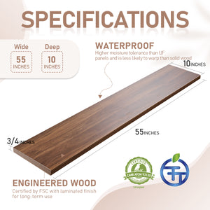 KABOON Floating Shelves for Wall, Set of 2--Dark Walnut