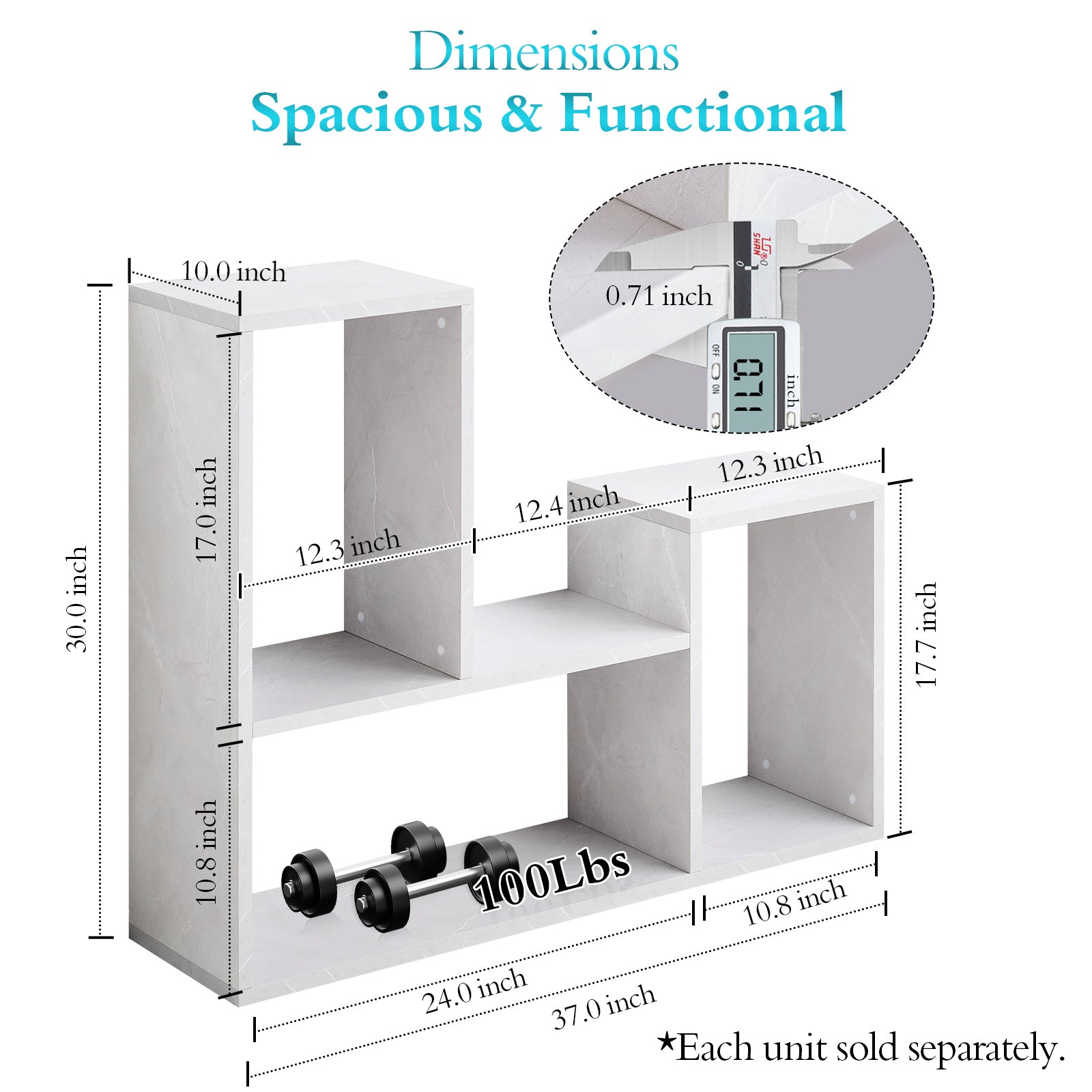 Kaboon Free Combination Shelf Unit--White Rock