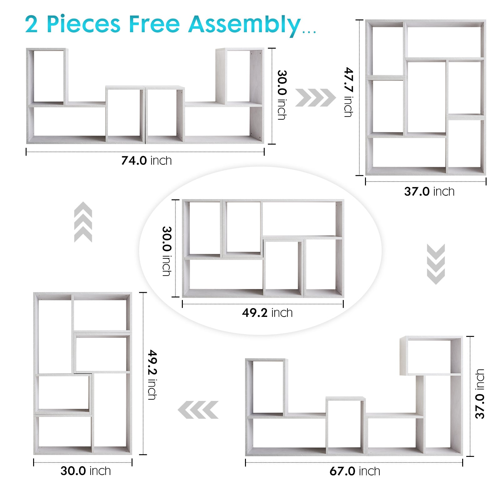Kaboon Free Combination Shelf Unit--White Rock
