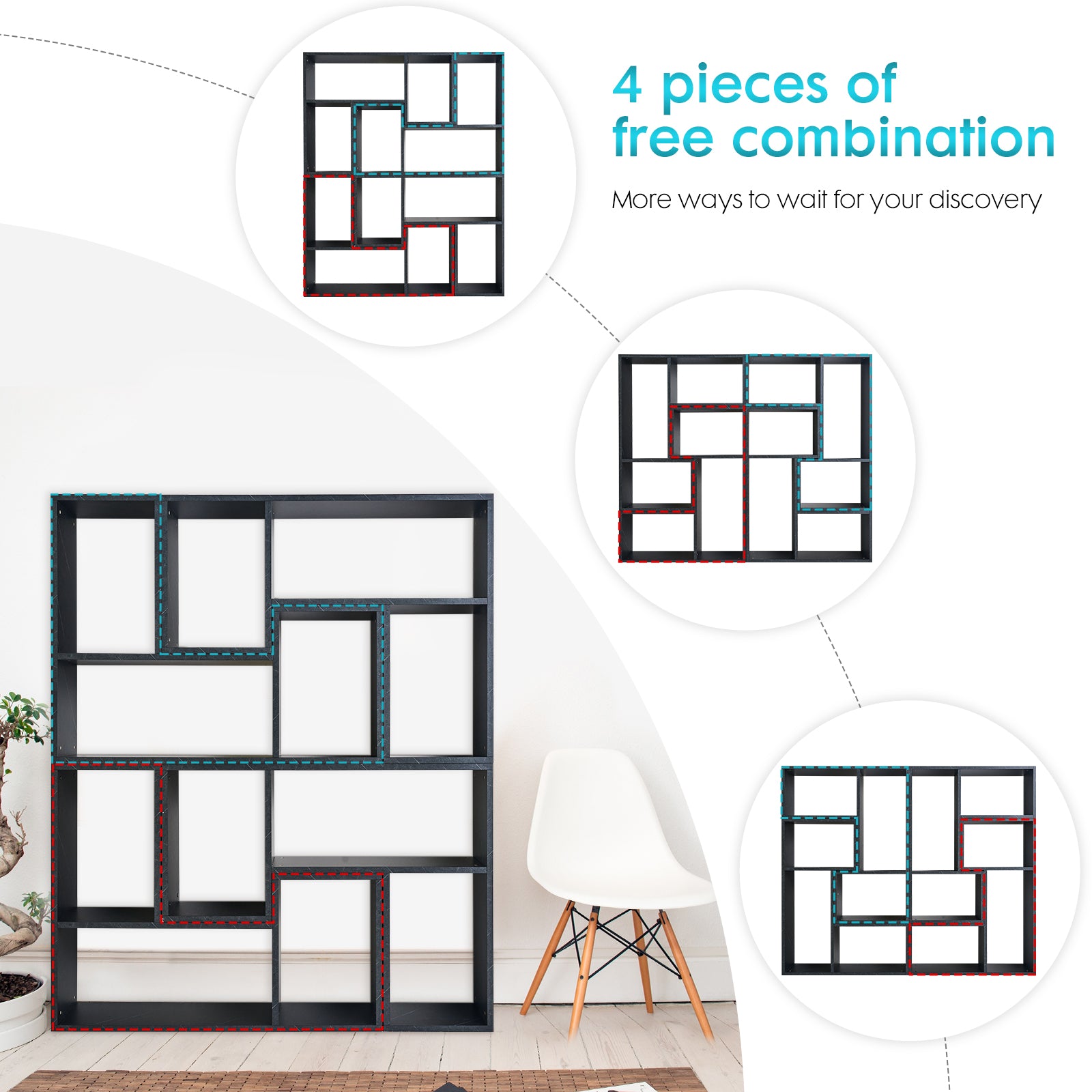 Kaboon Free Combination Shelf Unit--White Rock