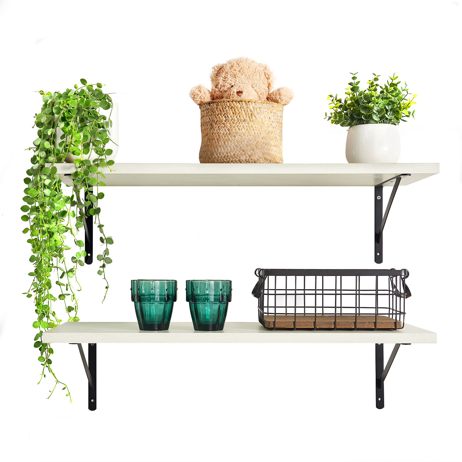 KABOON Floating Shelves for Wall 10" D x 27” W Set of 2--Sea Salt