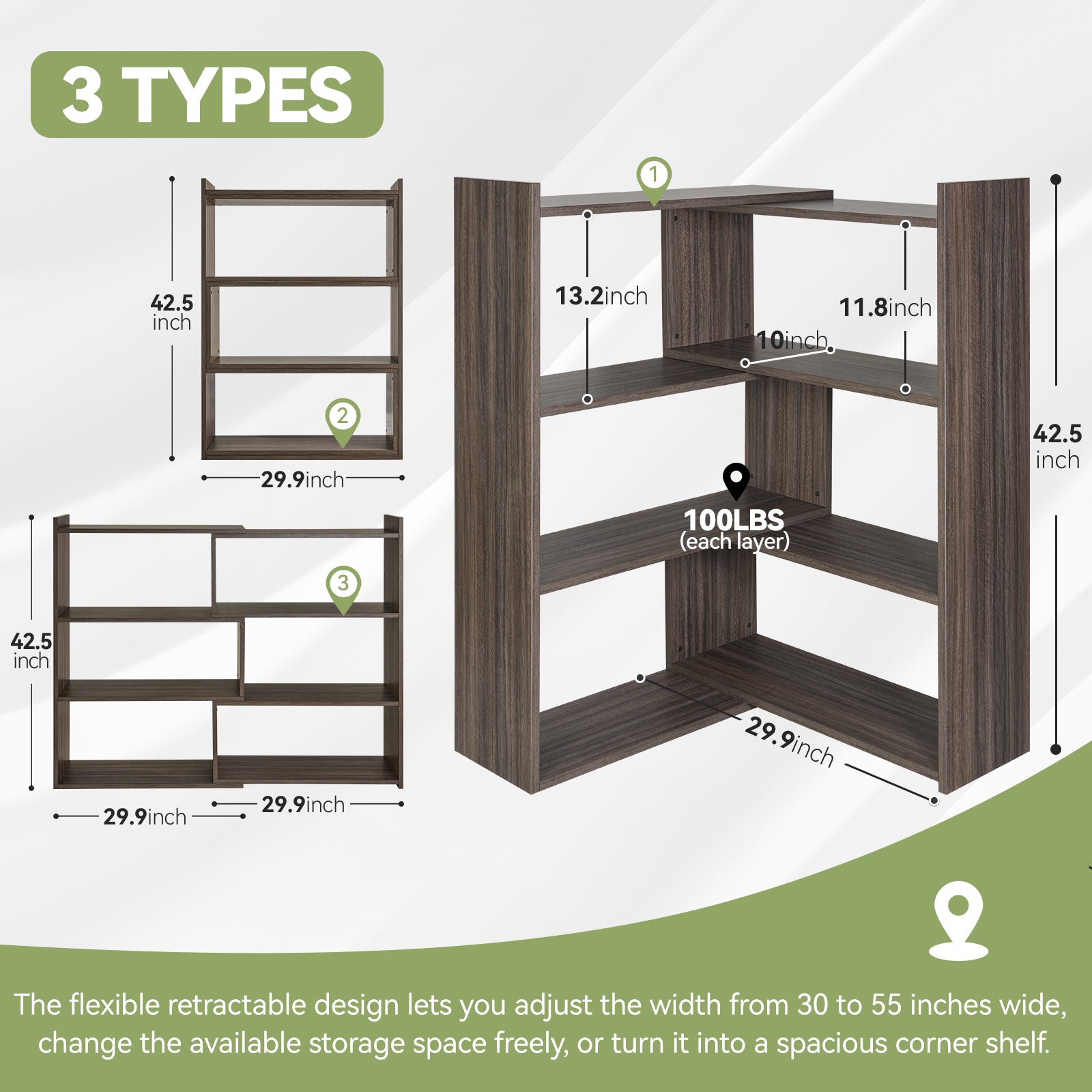 Kaboon 4-Tier Shelving Unit--Eucalyptus