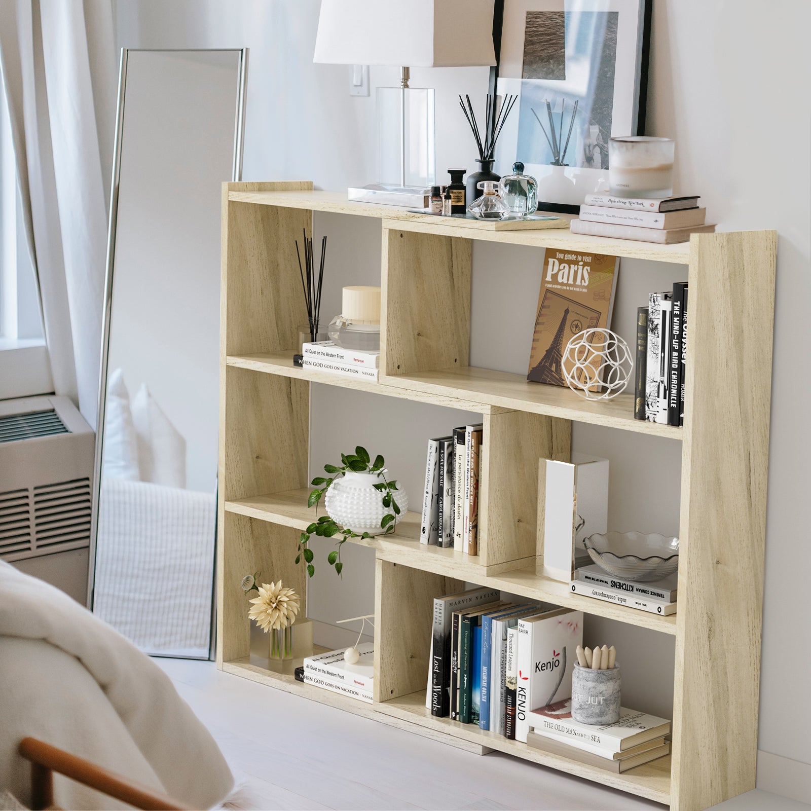 Kaboon 4-Tier Shelving Unit--Oak