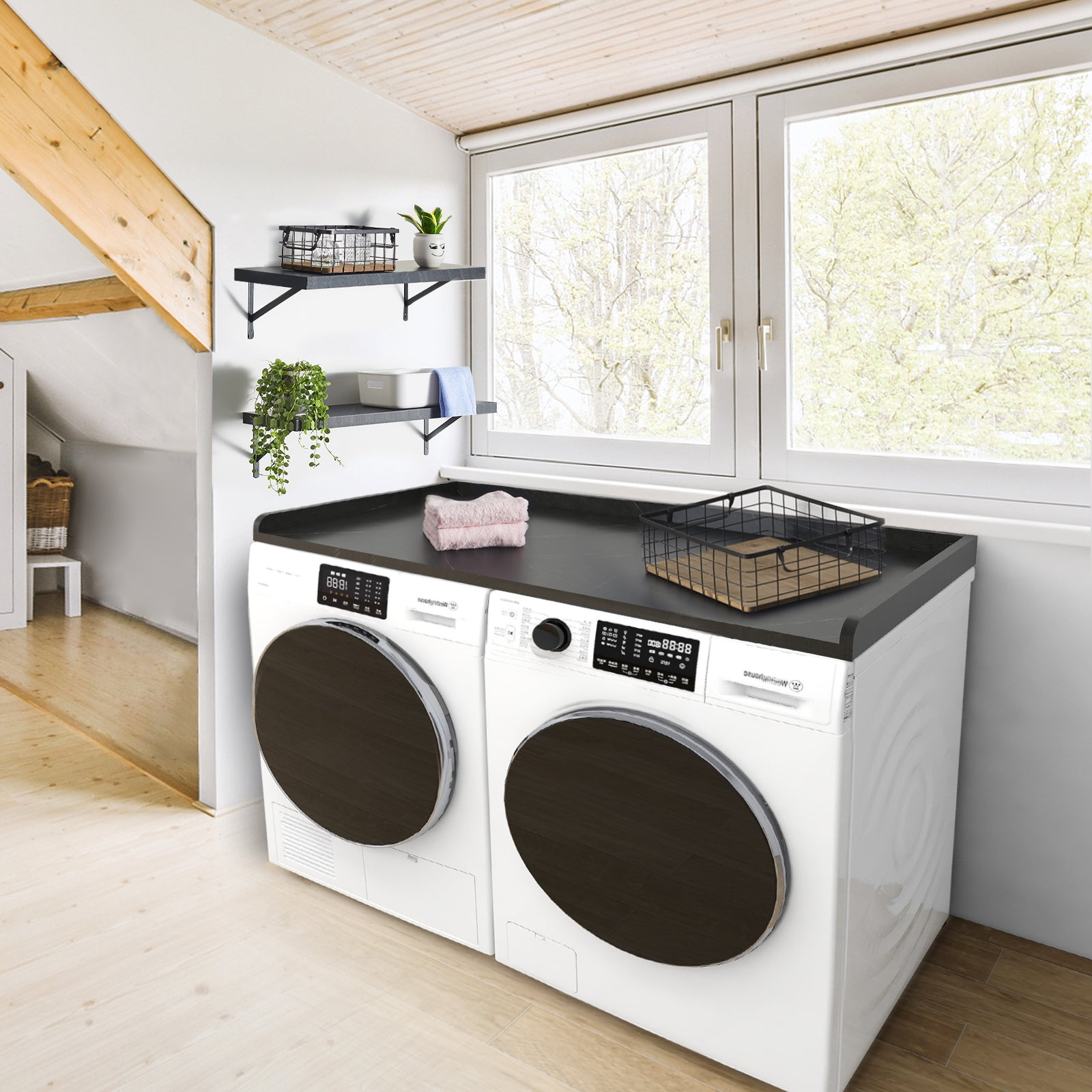 Kaboon Washer Dryer Countertop, Cloud atlas/Black