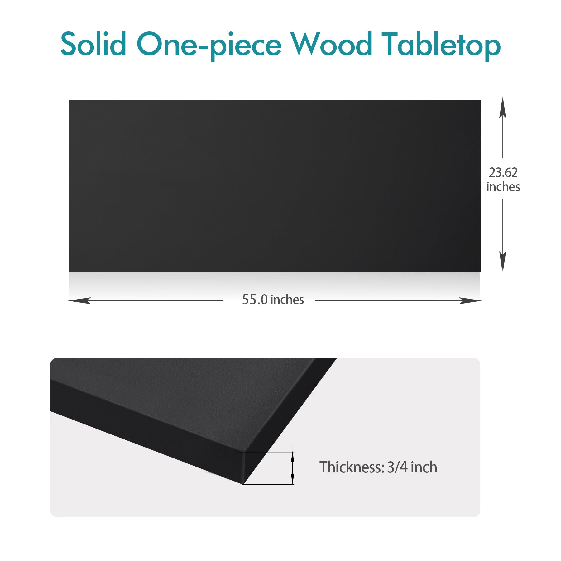 KABOON Solid Color Tabletop--Black--6 sizes