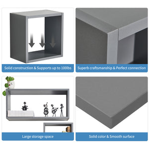 KABOON Floating Cube Shelves--Grey