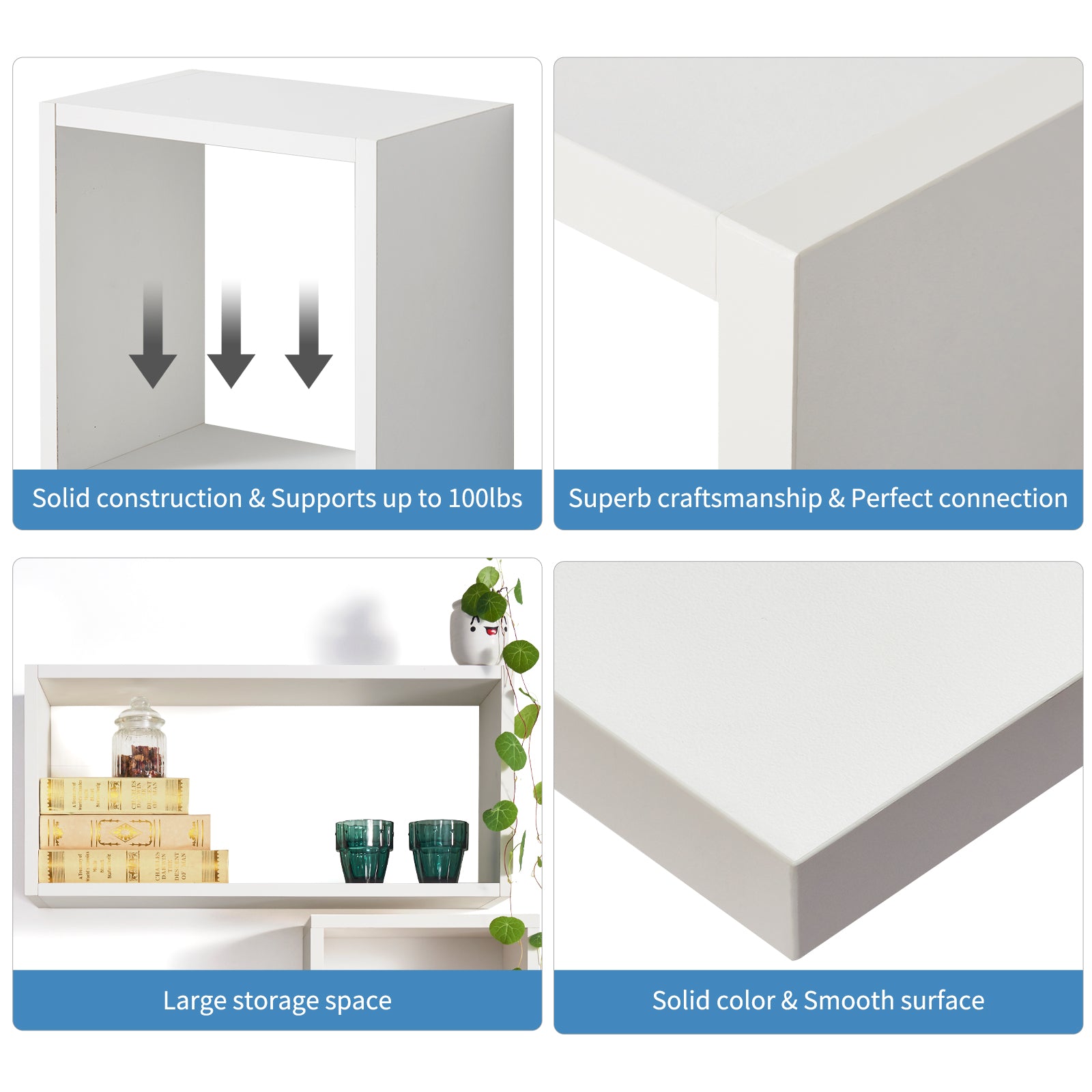 KABOON Floating Cube Shelves--White