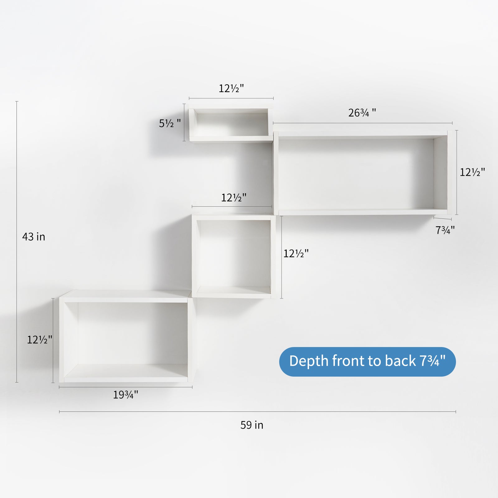 KABOON Floating Cube Shelves--White