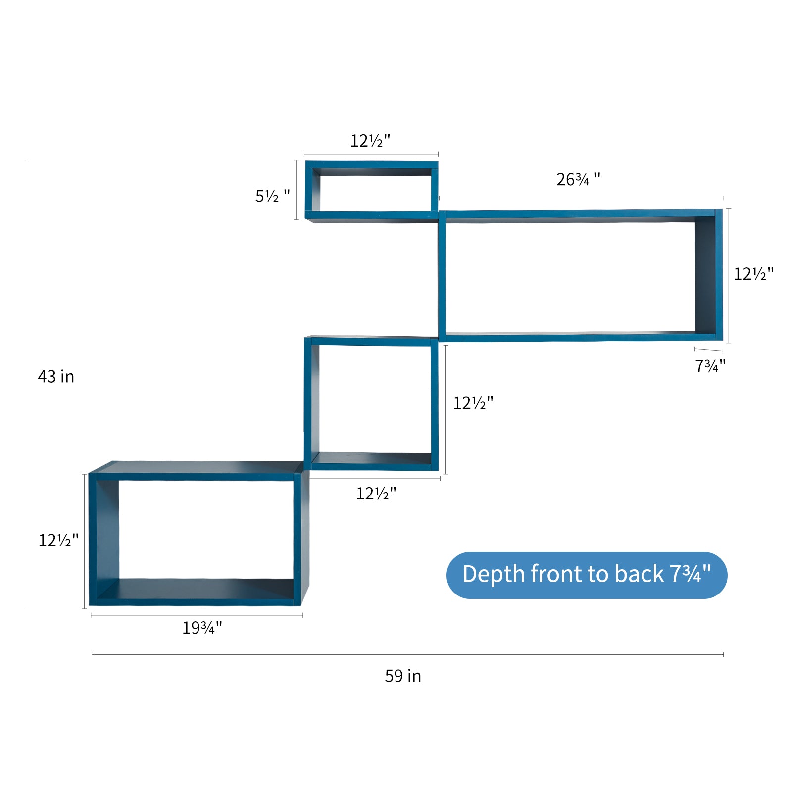 KABOON Floating Cube Shelves--Cyan