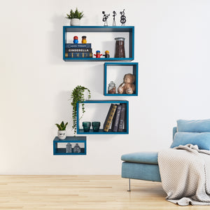 KABOON Floating Cube Shelves--Cyan