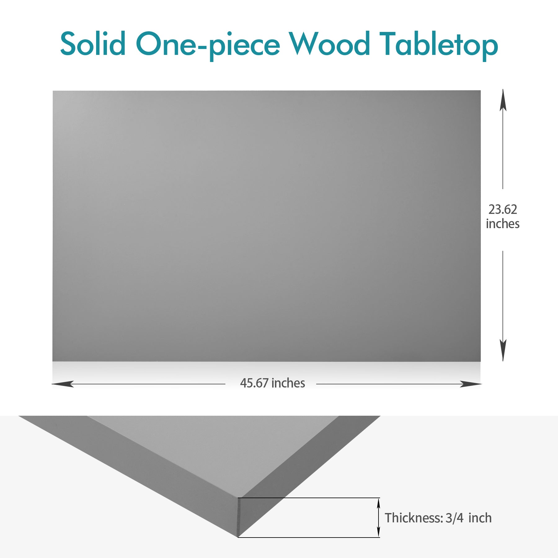 46x24 one-piece wood table top in gray