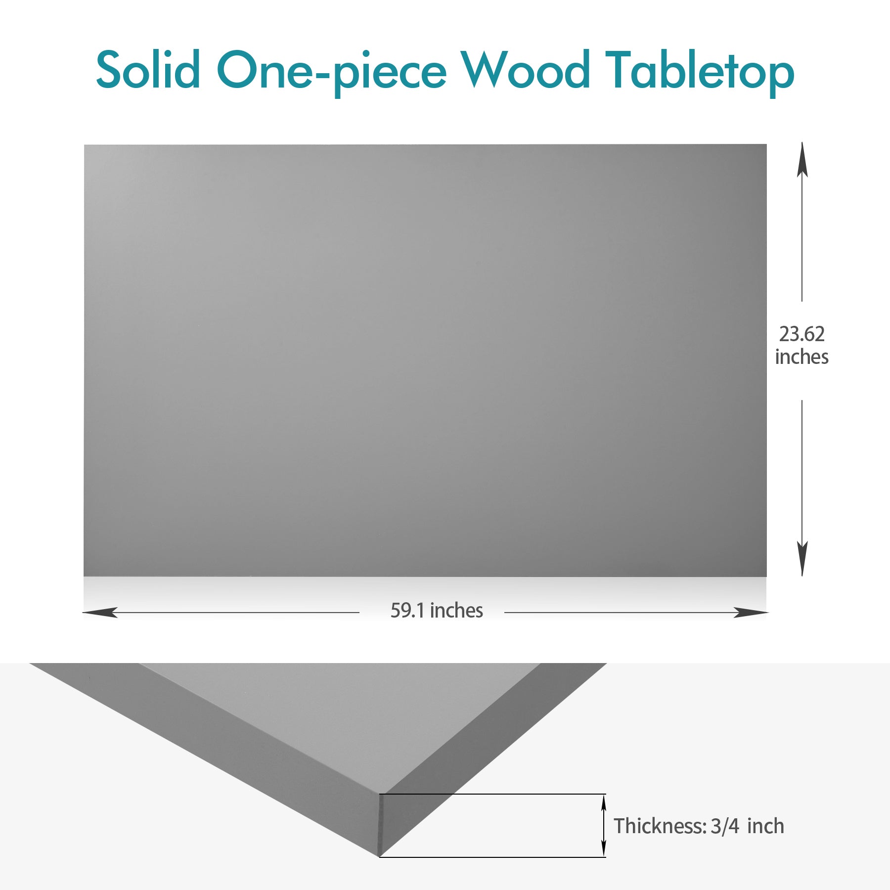 60x24 one-piece wood table top in gray