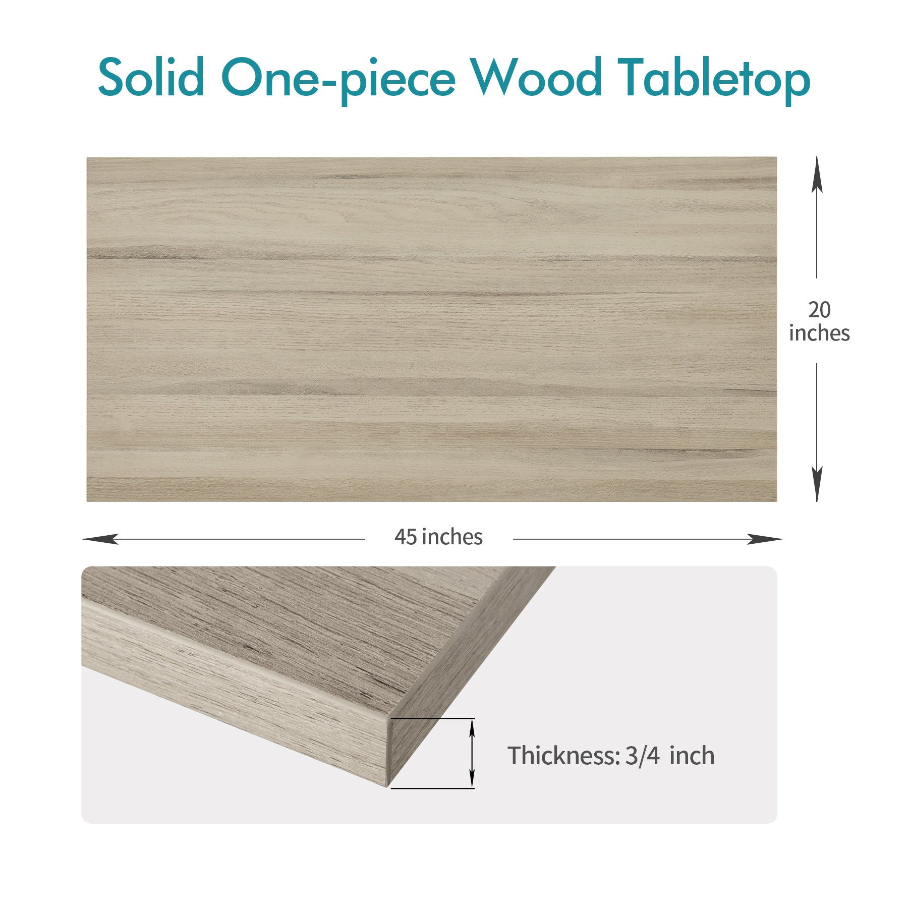 45x20 one-piece wood table top in oak