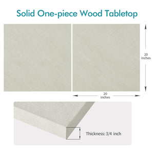 20x20 one-piece wood table top in white