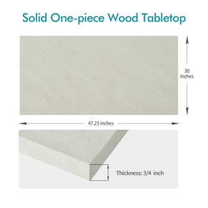 48x30 one-piece wood table top in white