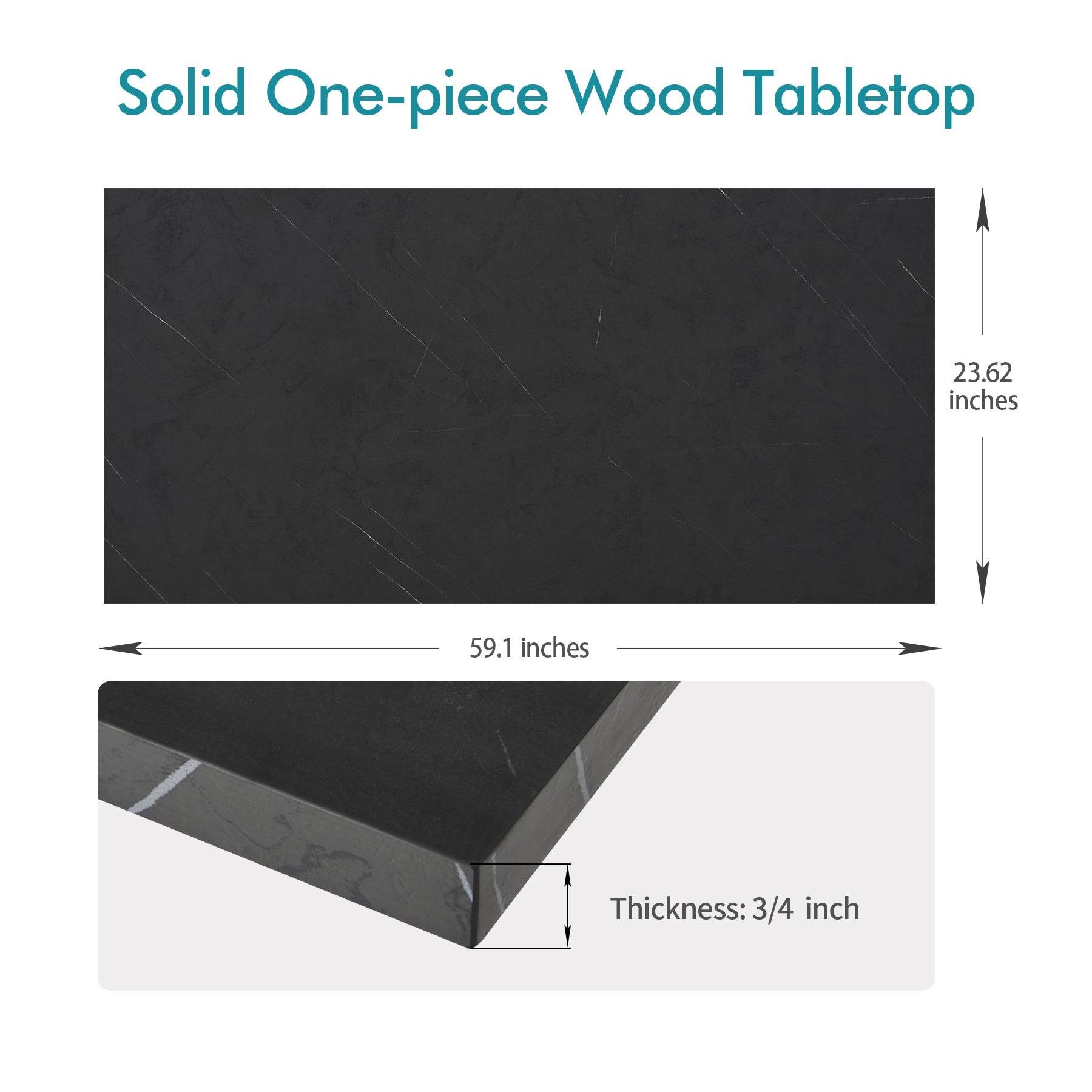60x24 one-piece wood table top in black